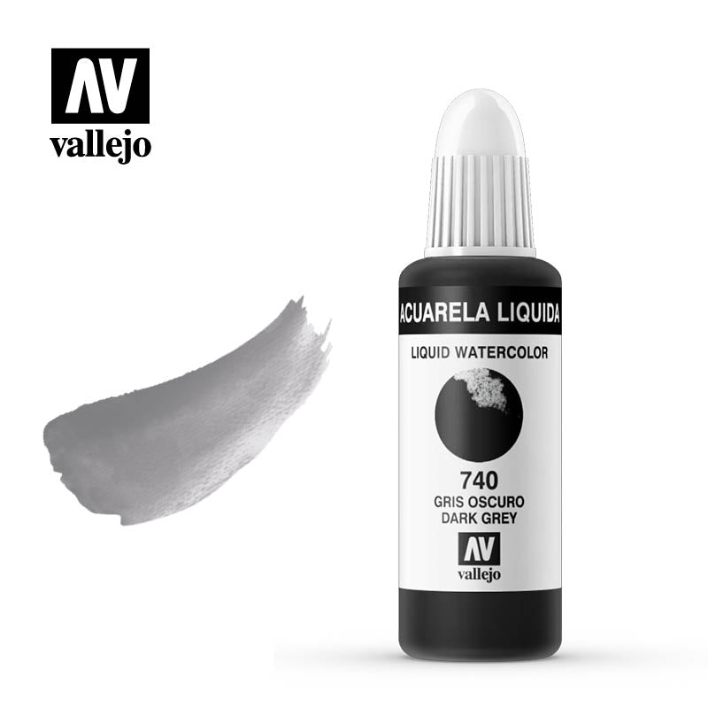 Acuarela líquida Vallejo gris oscuro