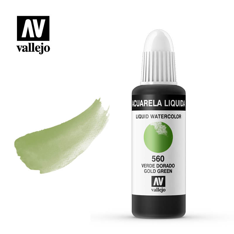 Acuarela líquida Vallejo verde dorado