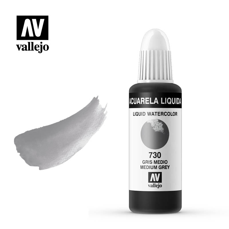 Acuarela líquida Vallejo gris medio